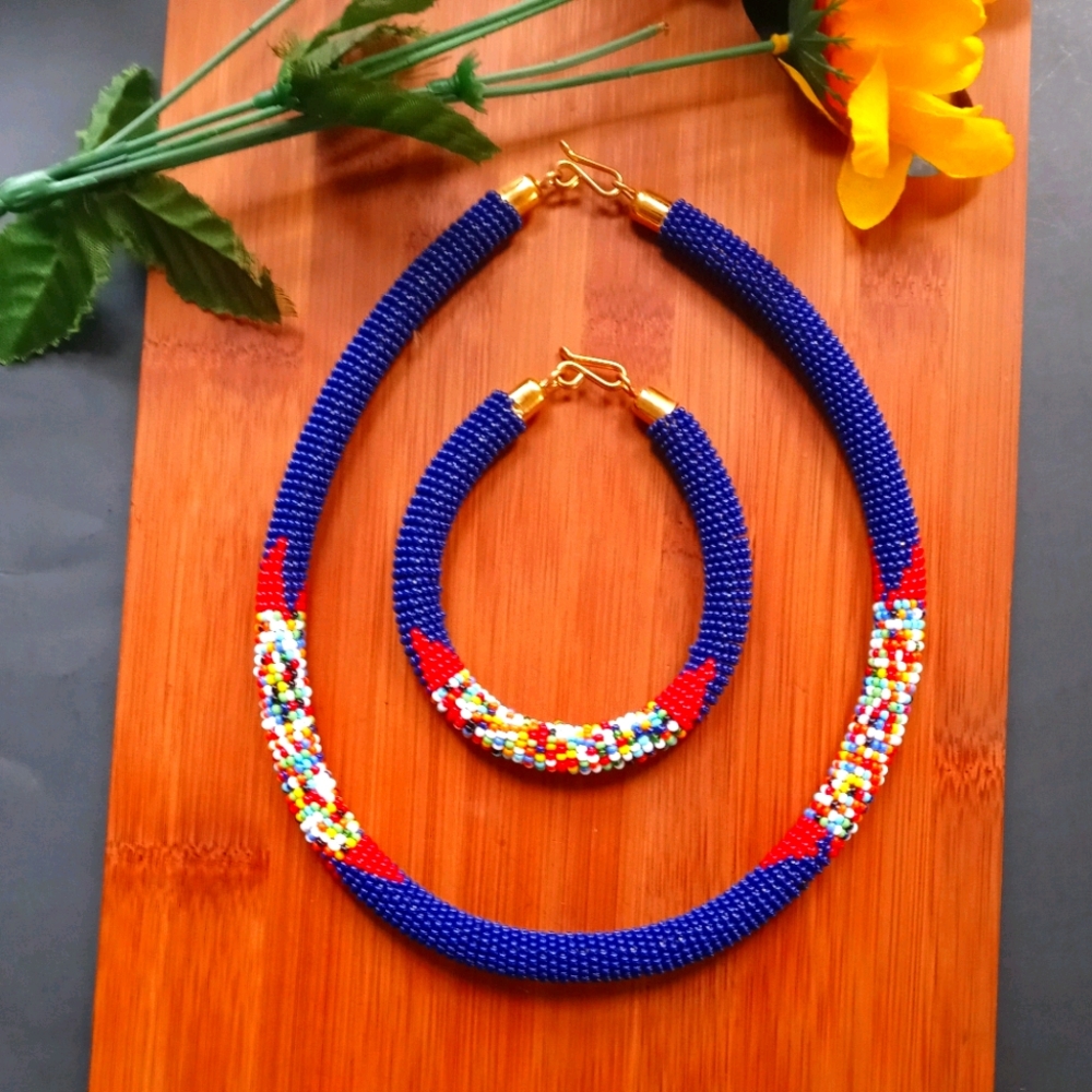 2PC Beautiful African Beaded Maasai Jewelry Set - Picture 12 of 12